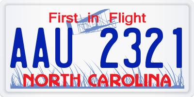 NC license plate AAU2321