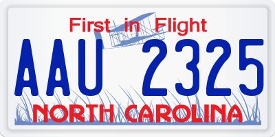 NC license plate AAU2325