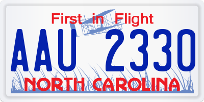 NC license plate AAU2330