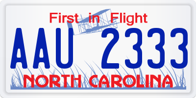 NC license plate AAU2333