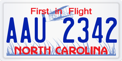 NC license plate AAU2342