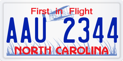 NC license plate AAU2344