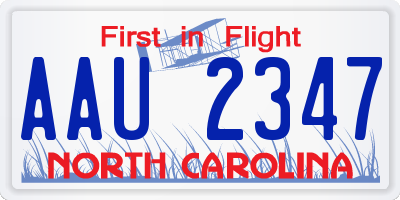 NC license plate AAU2347