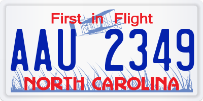 NC license plate AAU2349