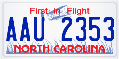 NC license plate AAU2353