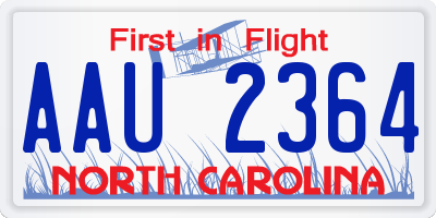 NC license plate AAU2364