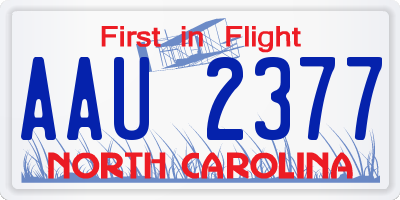 NC license plate AAU2377