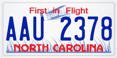 NC license plate AAU2378