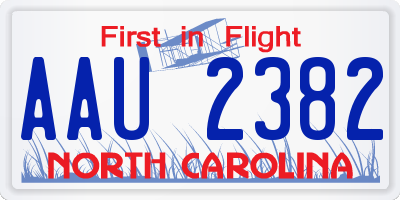 NC license plate AAU2382