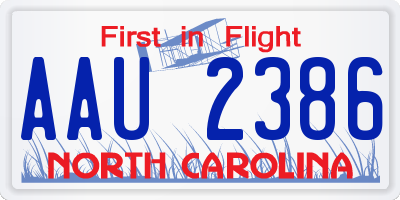 NC license plate AAU2386