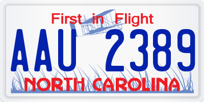 NC license plate AAU2389
