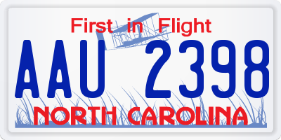 NC license plate AAU2398
