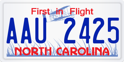 NC license plate AAU2425