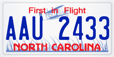 NC license plate AAU2433