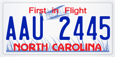 NC license plate AAU2445