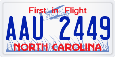 NC license plate AAU2449