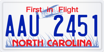 NC license plate AAU2451