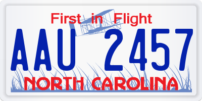 NC license plate AAU2457