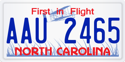 NC license plate AAU2465