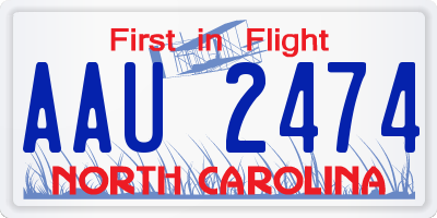 NC license plate AAU2474