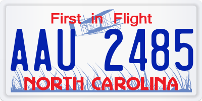 NC license plate AAU2485