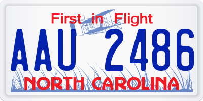 NC license plate AAU2486