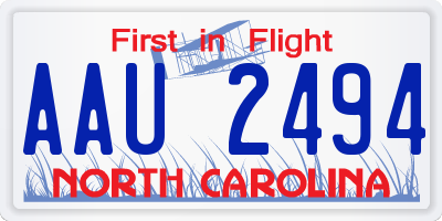 NC license plate AAU2494