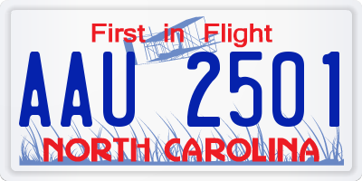 NC license plate AAU2501