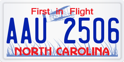 NC license plate AAU2506
