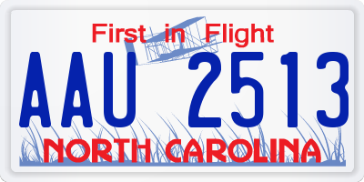 NC license plate AAU2513