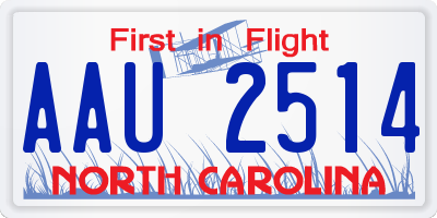 NC license plate AAU2514