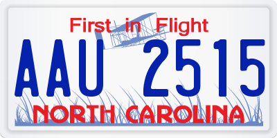 NC license plate AAU2515