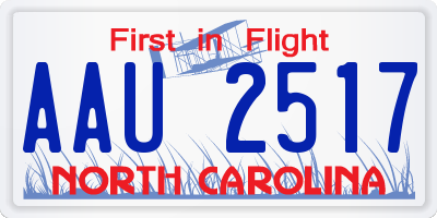 NC license plate AAU2517