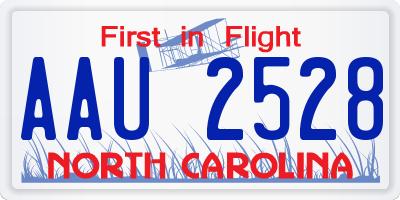 NC license plate AAU2528
