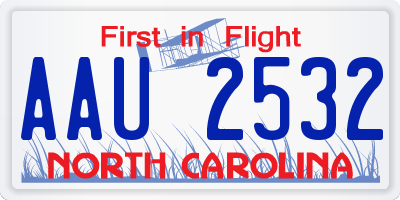 NC license plate AAU2532