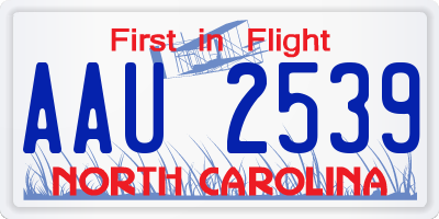NC license plate AAU2539