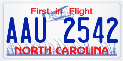 NC license plate AAU2542