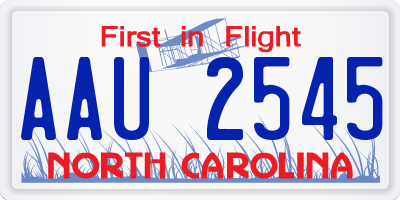 NC license plate AAU2545