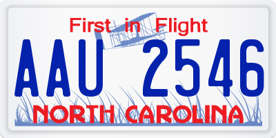 NC license plate AAU2546