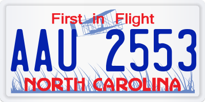 NC license plate AAU2553