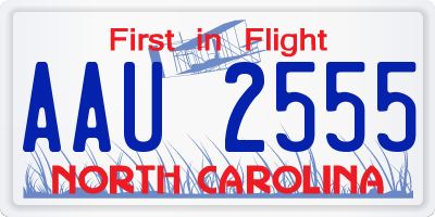 NC license plate AAU2555