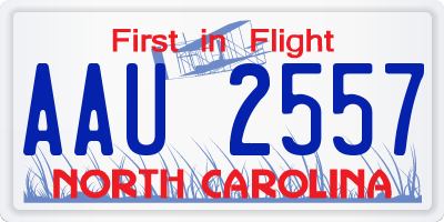 NC license plate AAU2557