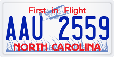 NC license plate AAU2559