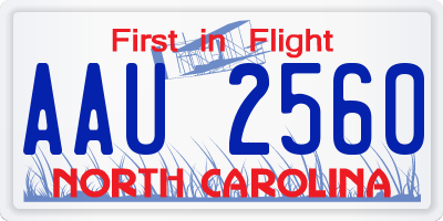 NC license plate AAU2560