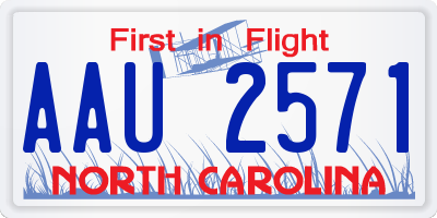 NC license plate AAU2571