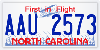 NC license plate AAU2573