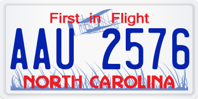 NC license plate AAU2576