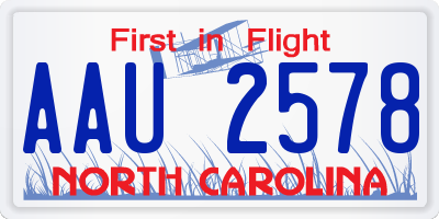 NC license plate AAU2578