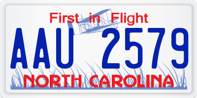NC license plate AAU2579