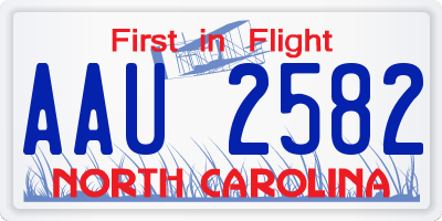NC license plate AAU2582